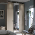 PAX / FORSAND/ÅHEIM Wardrobe combination, grey-beige/mirror glass, 150x60x236 cm