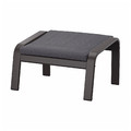 POÄNG Footstool, black-brown, Skiftebo dark grey