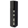 METOD / MAXIMERA Hi cab w 2 doors/4 drawers, black/Nickebo matt anthracite, 40x60x200 cm