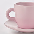 FÄRGKLAR Cup with saucer, matt light pink, 7 cl, 4 pack
