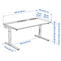 MITTZON Desk, black stained ash veneer/white, 140x80 cm