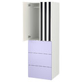 SMÅSTAD / PLATSA Wardrobe, white stripe/lilac with 3 drawers, 60x57x181 cm