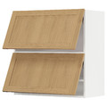 METOD Wall cab horizo 2 doors w push-open, white/Forsbacka oak, 80x80 cm