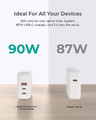 Aukey Charger 1xUSB-A 2xUSB-C 3A 90W EU Plug, white