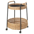 LUBBAN Trolley table with storage, rattan, anthracite