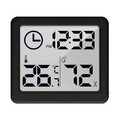 GreenBlue Clock with Thermometer GB384B, black
