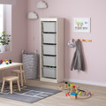 TROFAST Storage combination with boxes, white/grey, 46x30x145 cm