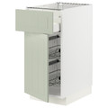 METOD / MAXIMERA Base cab w wire basket/drawer/door, white/Stensund light green, 40x60 cm