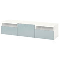 BESTÅ TV bench with drawers and door, white/Selsviken light grey-blue, 180x42x39 cm