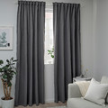 BLÅHUVA Block-out curtains, 1 pair, blue-grey, 145x300 cm