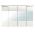 MEHAMN/AULI/SKYTTA Sliding door combination, aluminium/white mirror glass, 351x240 cm