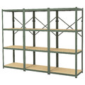 BROR Shelving unit, grey-green/pine plywood, 254x55x190 cm