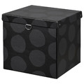 NIMM Storage box with lid, spotted grey, 32x30x30 cm