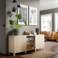 BESTÅ Storage combination with doors, Lappviken white stained oak effect, 180x40x74 cm