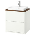 HAVBÄCK / ORRSJÖN Wash-stnd w drawers/wash-basin/tap, white/brown walnut effect, 62x49x71 cm