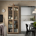 BILLY / OXBERG Bookcase w glass doors, oak effect, 80x30x202 cm