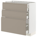 METOD / MAXIMERA Base cabinet with 3 drawers, white/Upplöv matt dark beige, 80x37 cm