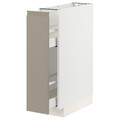 METOD / MAXIMERA Base cabinet/pull-out int fittings, white/Upplöv matt dark beige, 20x60 cm