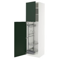 METOD High cabinet with cleaning interior, white/Havstorp deep green, 60x60x220 cm