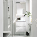 ÄNGSJÖN / BACKSJÖN Wash-stnd w drawers/wash-basin/tap, high-gloss white/bamboo, 62x49x71 cm