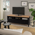 HEMNES TV bench, black-brown, light brown, 148x47x57 cm