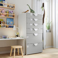 SMÅSTAD / PLATSA Chest of 6 drawers, white, grey, 60x55x123 cm