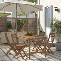 ASKHOLMEN Table+4 folding chairs, outdoor, dark brown, 143x75 cm