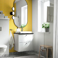 HAVBÄCK / ORRSJÖN Wash-stnd w drawers/wash-basin/tap, white/black marble effect, 62x49x71 cm