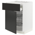 METOD / MAXIMERA Base cab f hob/drawer/2 wire bskts, white/Nickebo matt anthracite, 60x60 cm