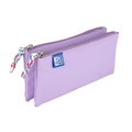 Pencil Case Oxford Floral, double, pastel lilac