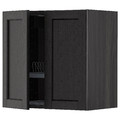 METOD Wall cabinet w dish drainer/2 doors, black/Lerhyttan black stained, 60x60 cm