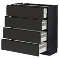 METOD / MAXIMERA Base cab 4 frnts/4 drawers, black/Upplöv matt anthracite, 80x37 cm