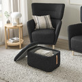 OSKARSHAMN Wing chair with footstool, Gunnared black/grey