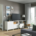 BESTÅ TV bench with doors and drawers, white, Sutterviken/Kabbarp white, 240x42x74 cm