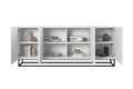 Four-Door Cabinet 200 cm Asha, metal legs, matt white