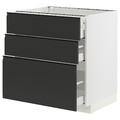 METOD / MAXIMERA Base cabinet with 3 drawers, white/Upplöv matt anthracite, 80x60 cm