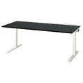MITTZON Desk sit/stand, electric black stained ash veneer/white, 160x80 cm
