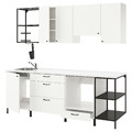 ENHET Kitchen, anthracite, white, 243x63.5x222 cm