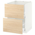 METOD / MAXIMERA Base cab f sink+2 fronts/2 drawers, white, Askersund light ash effect, 60x60 cm