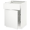 METOD / MAXIMERA Base cab w wire basket/drawer/door, white/Voxtorp matt white, 60x60 cm