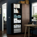 BESTÅ Storage combination with doors, black-brown Björköviken/brown stained oak veneer, 120x42x202 cm