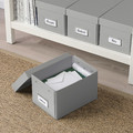 HOVKRATS Storage box with lid, light grey, 16x22x14 cm