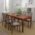 EKEDALEN / EKEDALEN Table and 4 chairs, brown, Orrsta light grey, 120/180 cm