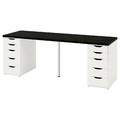 LAGKAPTEN / ALEX Desk, black-brown/white, 200x60 cm