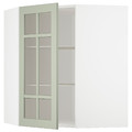 METOD Corner wall cab w shelves/glass dr, white/Stensund light green, 68x80 cm