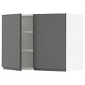 METOD Wall cabinet with shelves/2 doors, white/Voxtorp dark grey, 80x60 cm