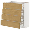 METOD / MAXIMERA Base cab 4 frnts/4 drawers, white/Voxtorp oak effect, 80x37 cm