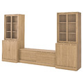 TONSTAD TV storage combination, oak veneer/clear glass, 342x47x201 cm