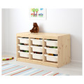 TROFAST Storage combination with boxes, light white stained pine/white, 93x44x52 cm
