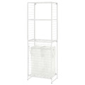 JOSTEIN Shelving unit with bags+grid, in/outdoor wire/transparent white, 62x40/76x180 cm